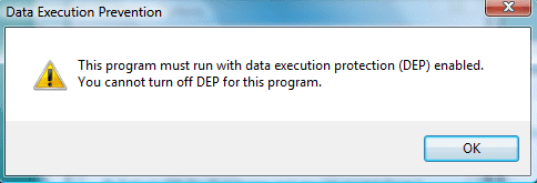 How to change Data Execution Prevention (DEP) settings in Windows 7
