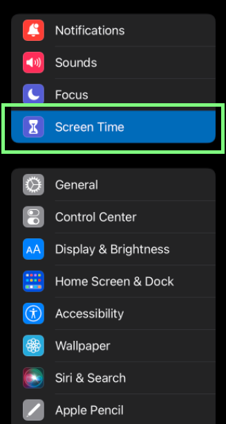 can you turn off screen time for a specific app