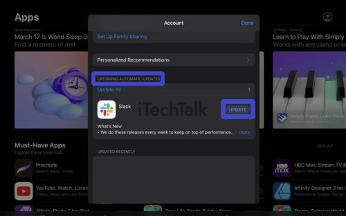Manually Update Apps Via App Store Account Panel
