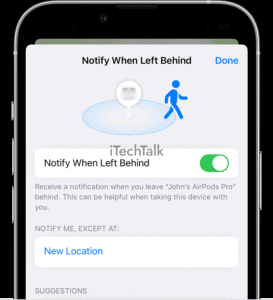 Find My Devices Airpods Notify When Left Behind