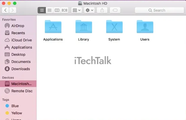 Accessing the Macintosh HD drive through Finder