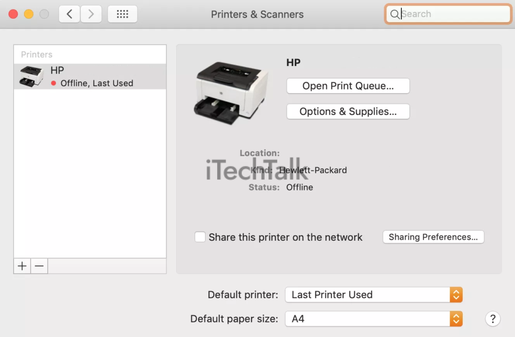 Connect the HP printer to the Mac