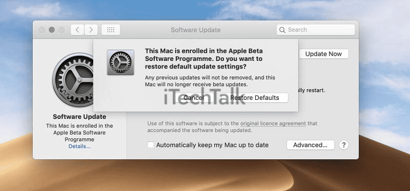 Delete the MacOS Ventura Beta Profile