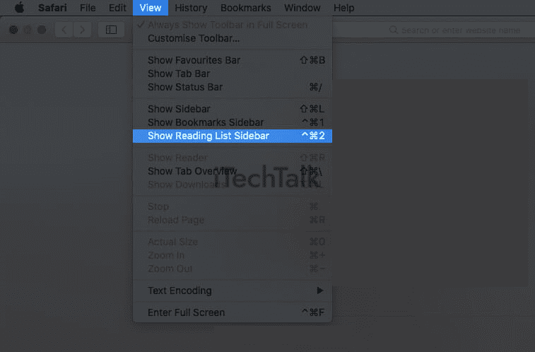 Show Reading List Sidebar in Safari on Mac