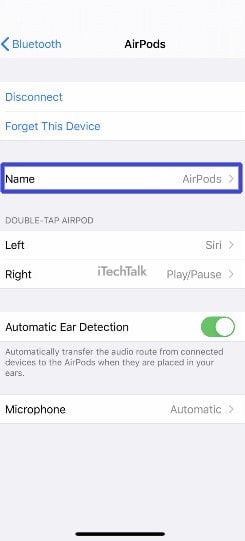 Rename Airpods Within Bluetooth Setting