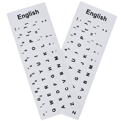 2 Pack English Universal Keyboard Alphabet Stickers, White Backgrou...