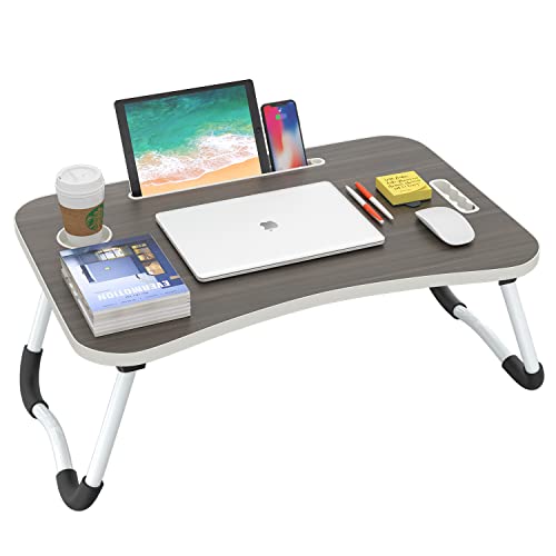 Buyify Folding Lap Desk, 23.6 Inch Portable Wood Black Laptop Bed D...