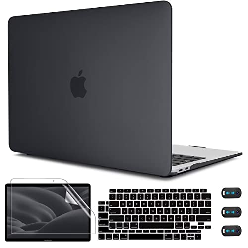 Cissook Matte Finish Black Case For Macbook Air 13 Inch Case 2020 2...