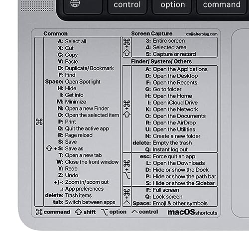 Mac Os Shortcuts Sticker 2023, Afterplug Keyboard Shortcuts Vinyl S...