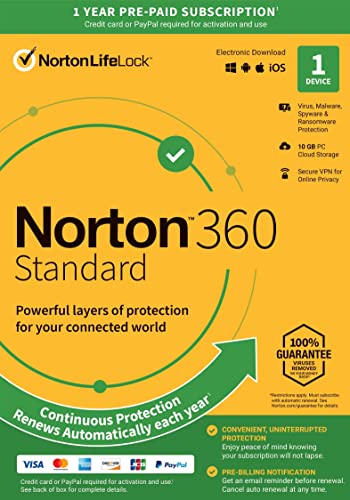 Norton 360 Standard 2023, Antivirus Software For 1 Device With Auto...