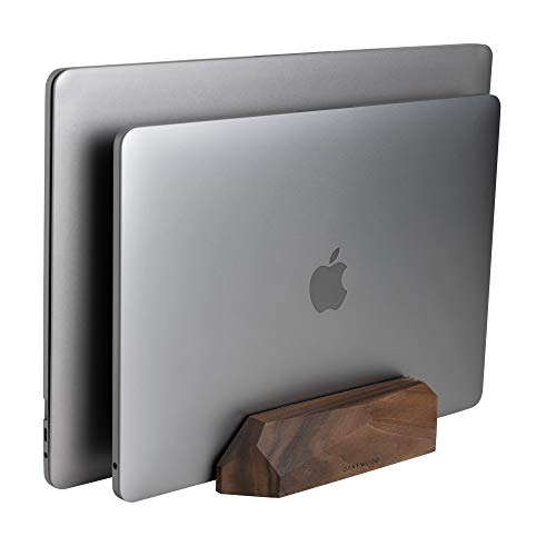 Oakywood Dual Laptop Vertical Stand, Natural Wood, Adjustable Dock,...