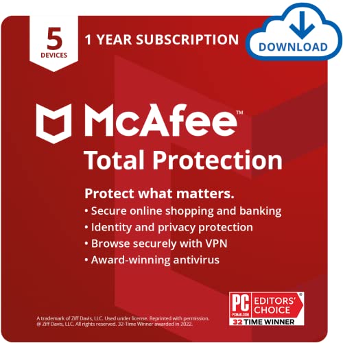 [Old Version] Mcafee Total Protection 2022 | 5 Device | Antivirus I...