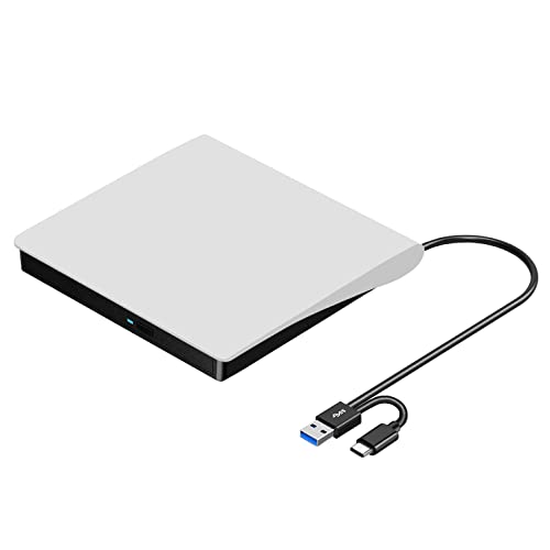 Roofull External Cd Dvd Drive Usb 3.0 &Amp; Usb-C, Portable Cd Dvd Rom ...