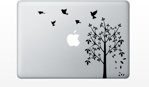 Birds Flying Tree Leaves Falling Funny Cute Decal Sticker For Apple...