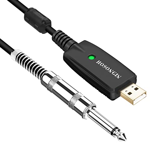 Hosongin Usb Guitar Cable - Usb Interface Male To 6.35Mm 1 4  Ts Mo...