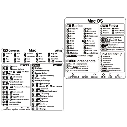Mac Shortcut Sticker - Mac Os Shortcuts Sticker (M1+Intel) + Word E...