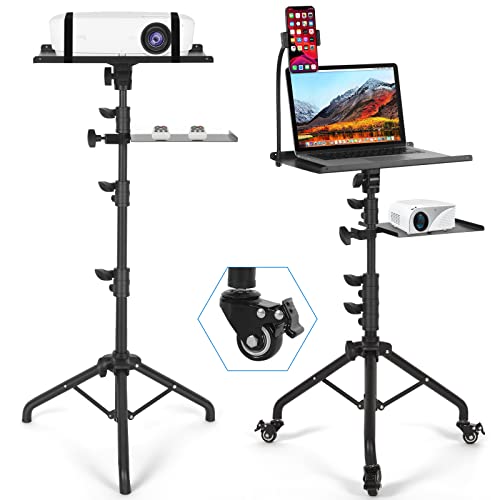 Tossbiss Laptop Tripod On Wheels With 2 Shelves, Portable Projector...