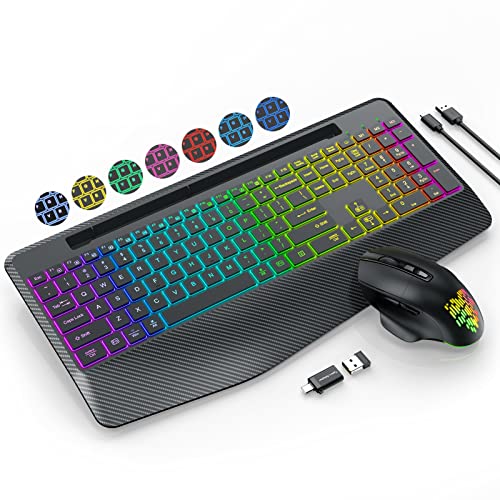 Trueque Wireless Keyboard And Mouse With 9 Colored Backlit, Wrist R...