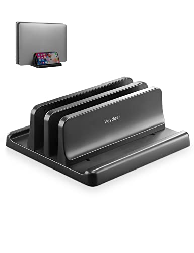Vaydeer Vertical Laptop Stand For Desk, Dual Slots Plastic Laptop H...