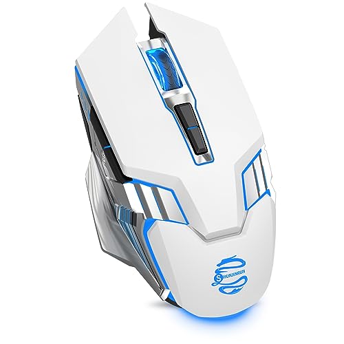 White Wireless Bluetooth Mouse, Silent Rechargeable Multi-Device Mo...